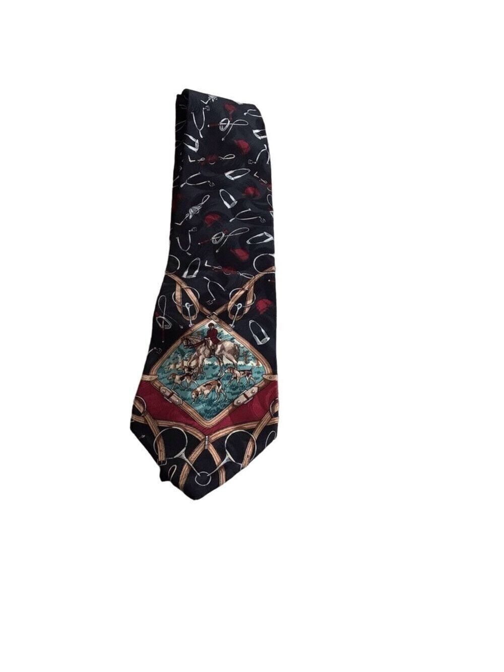 Hathaway Vintage Equestrian Horses Silk Tie